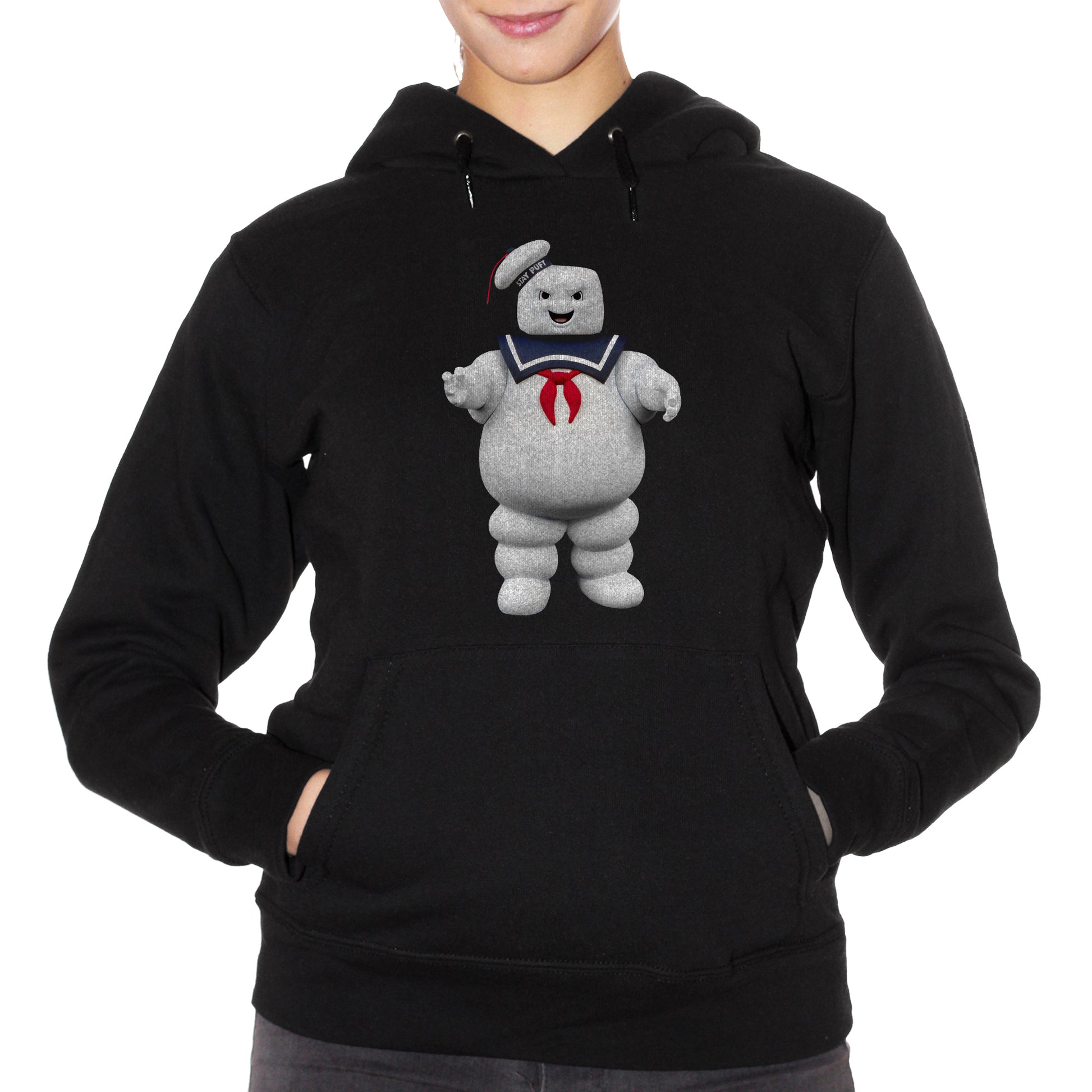 Black Felpa Cappuccio Stay Puft Ghostbusters Marshmallow Man - Film Cult Anni 80 - Movie Choose ur color CucShop