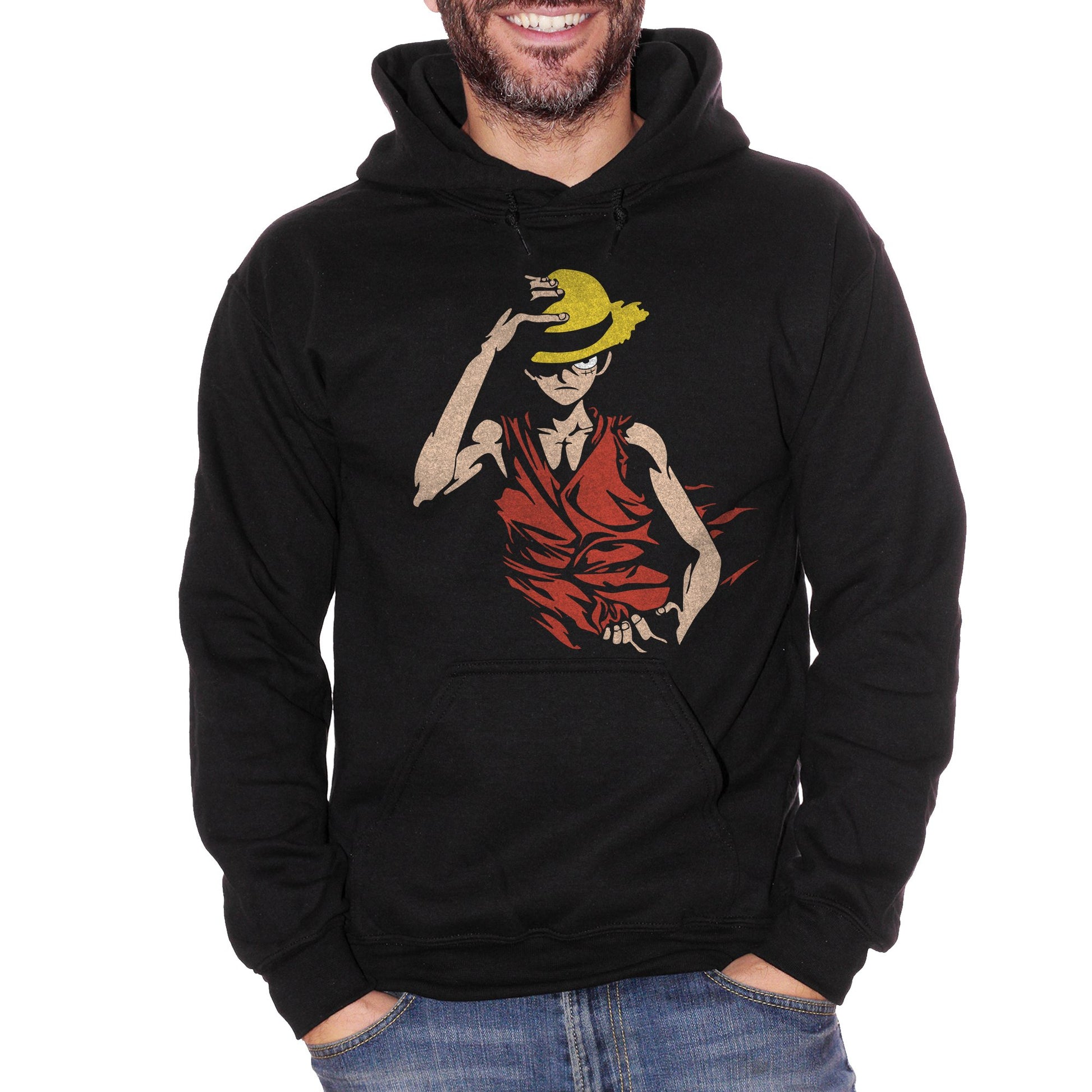 Black Felpa Cappuccio One Piece Monkey D Luffy - Giappone Cartoni Anime Cappello di Paglia Mugiwara no Rufy - Cartoon Choose ur color CucShop