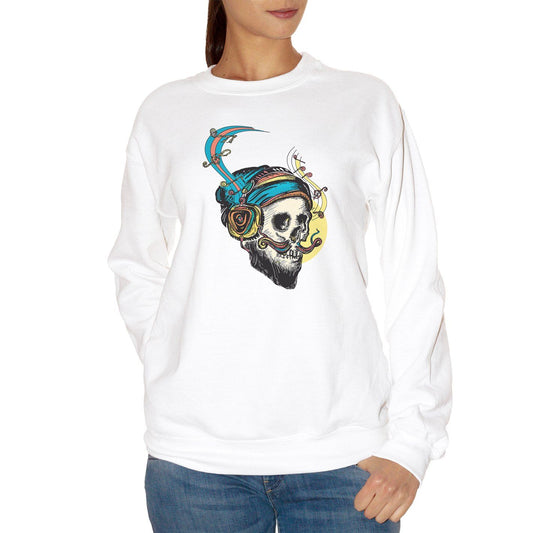 Beige Felpa Girocollo Skull Music - Funny Choose ur Color CucShop