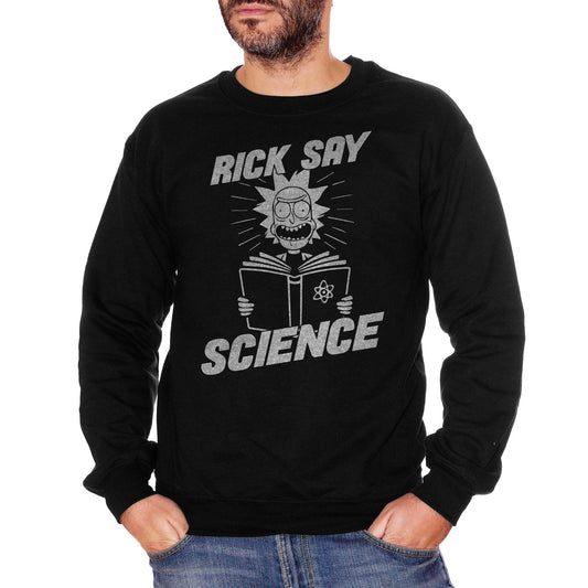 Black Felpa Girocollo  Rick Say Science Cartoni Animati Scienza - Cartoon Choose ur Color CucShop