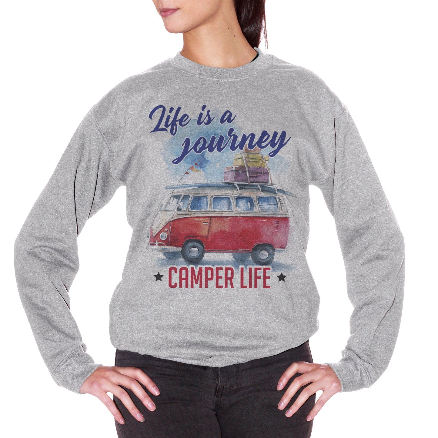 Sienna Felpa Girocollo Camper Life - Divertente Vita da Campeggiatori - Funny Choose ur Color CucShop