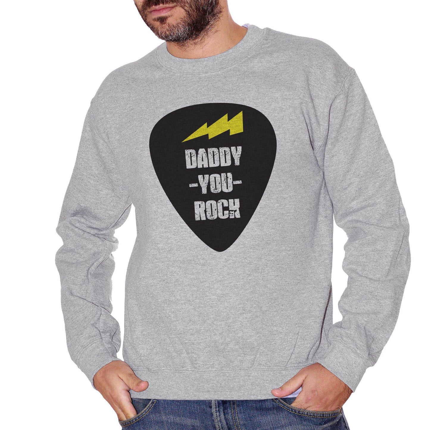 Gray Felpa Girocollo Daddy You Rock Frasi Divertenti Padre - Funny Choose ur Color CucShop