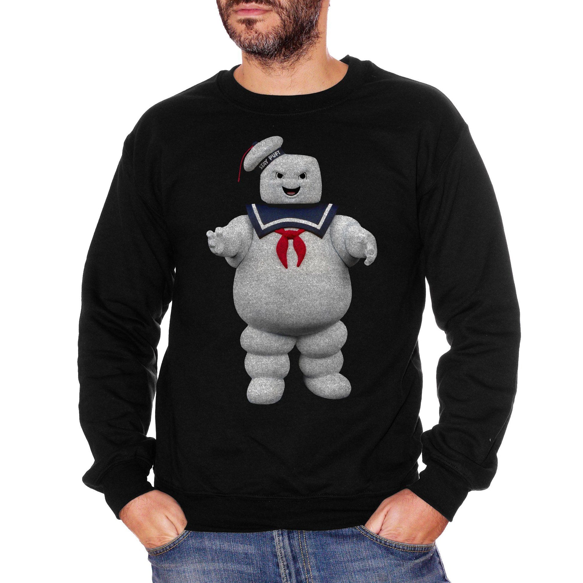 Black Felpa Girocollo Stay Puft Ghostbusters Marshmallow Man - Film Cult Anni 80 - Movie Choose ur Color CucShop