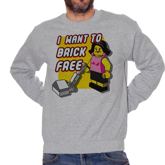 Dark Goldenrod Felpa Girocollo Queen Freddy Mercury Lego - I want to brick free - Funny Choose ur Color CucShop