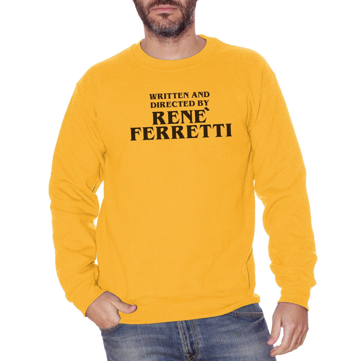 Goldenrod Felpa Girocollo Boris Scritto E Diretto Da René Ferretti Titoli di coda- Serie TV - Movie Choose ur Color CucShop