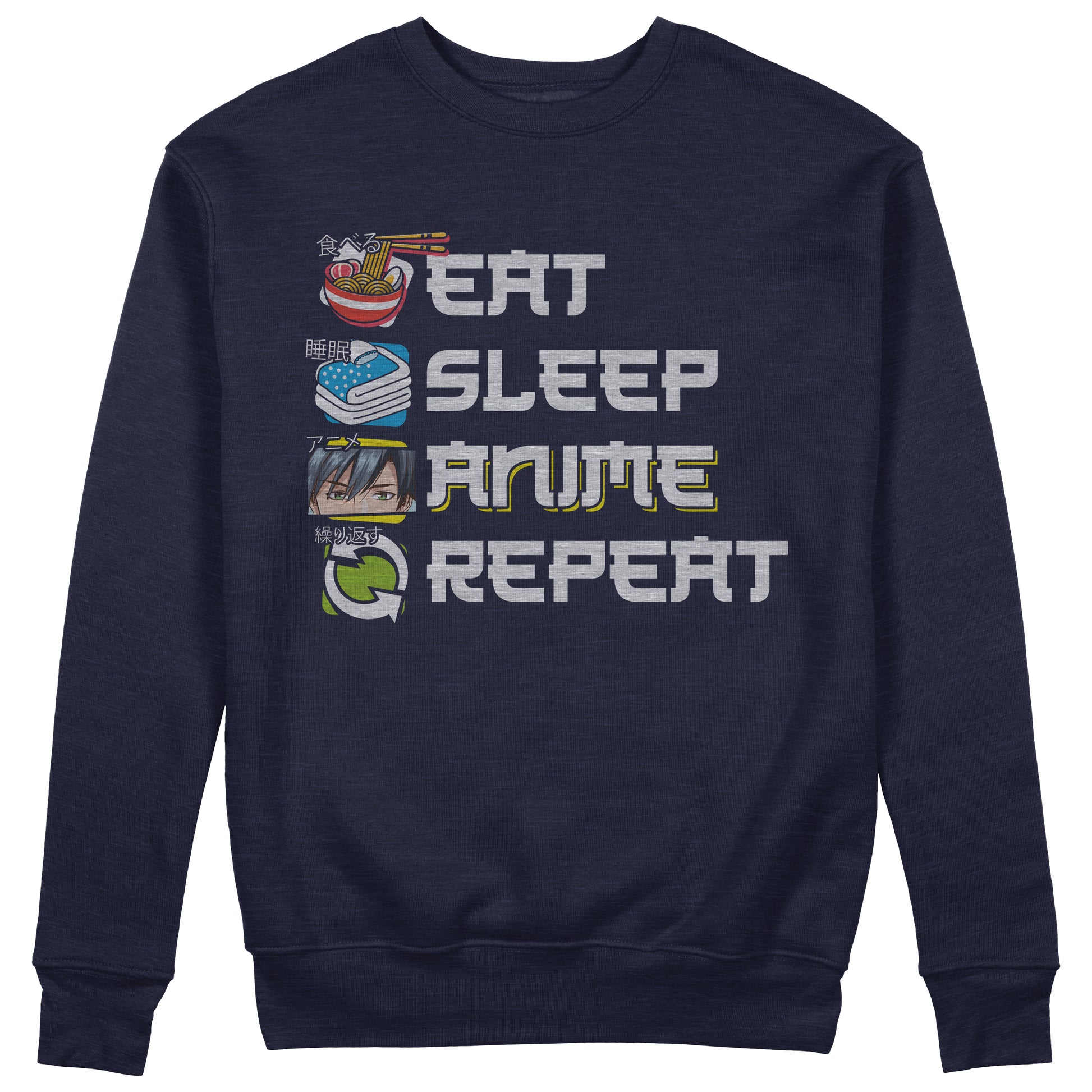 Felpa CUC Girocollo Eat Sleep Anime Repeat - Manga Unisex #chooseurcolor - CUC chooseurcolor