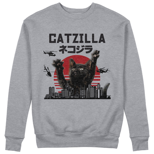 CUC Felpa Girocollo - Catzilla - Animali Amanti dei Gatti Unisex #chooseurcolor - CUC chooseurcolor