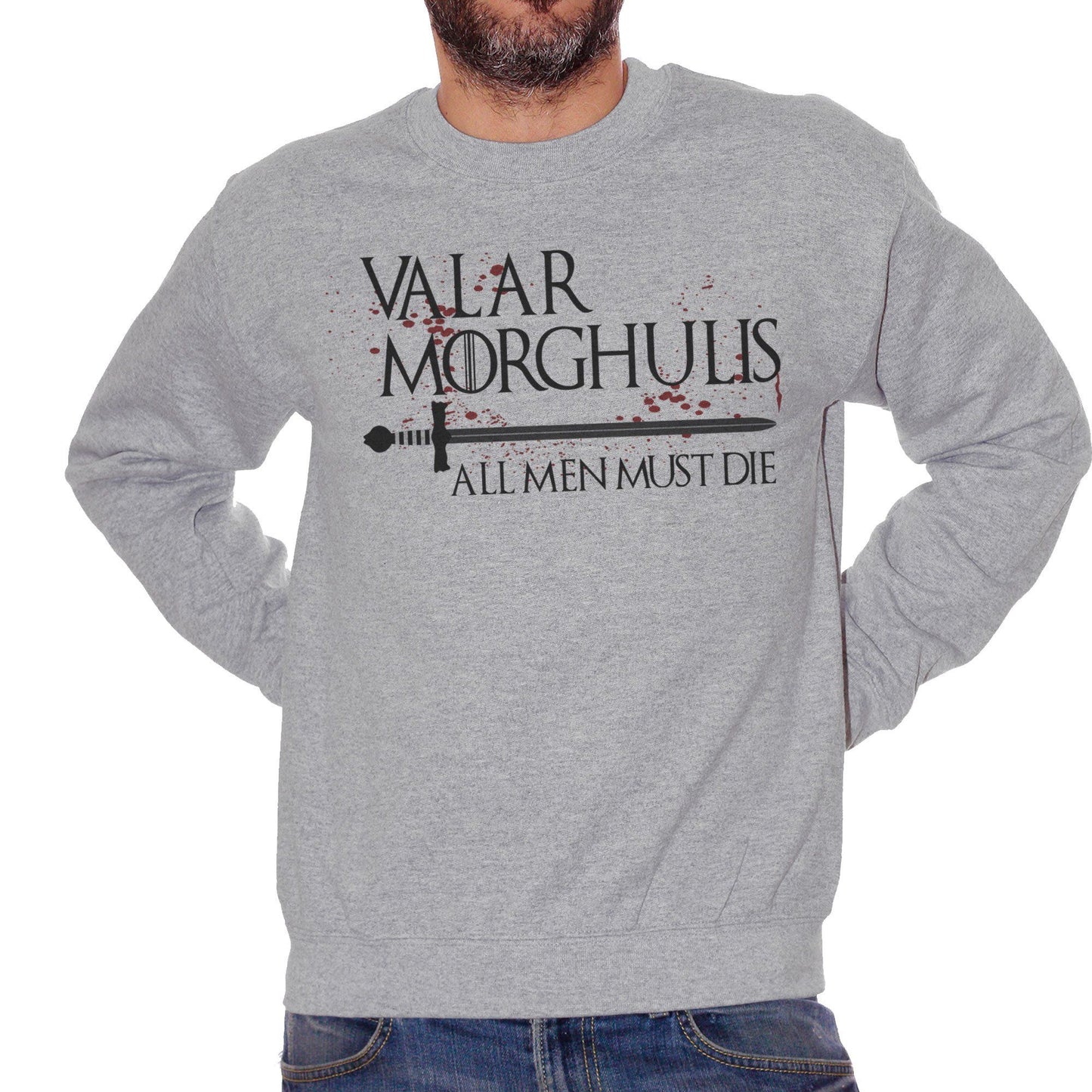 Dark Gray Felpa Girocollo Valar Morghulis Game Of Thrones Choose ur color - FILM CucShop