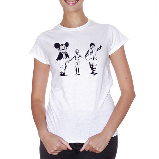 Rosy Brown T-Shirt Banksy Topolino Mcdonald Vietnam - POLITICA Choose ur color CucShop