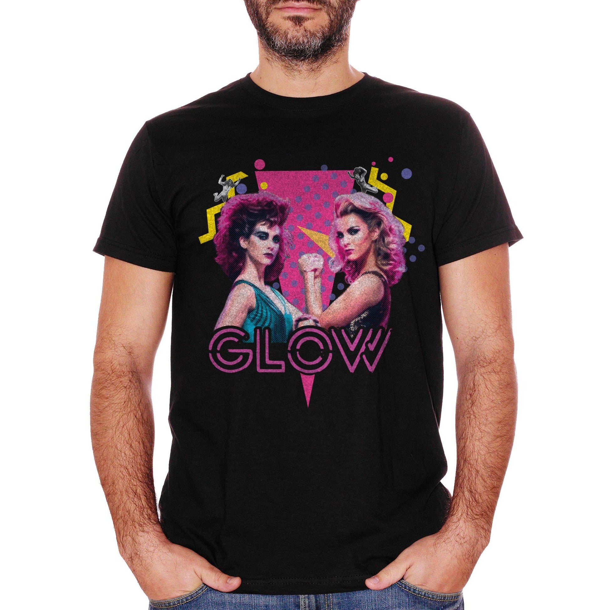 Black T-Shirt Glow Serie Tv Wresling - FILM Choose ur color CucShop