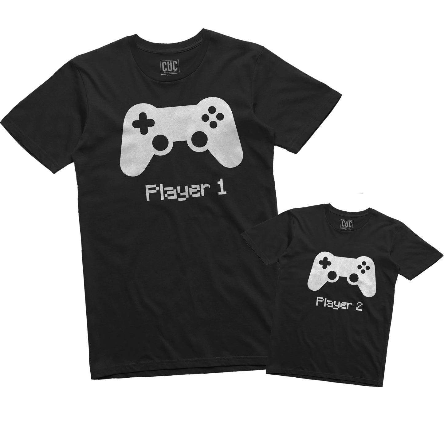 T-Shirt Coppia Padre + Figlio - Player 1 e Player 2 - #chooseurcolor - CUC chooseurcolor