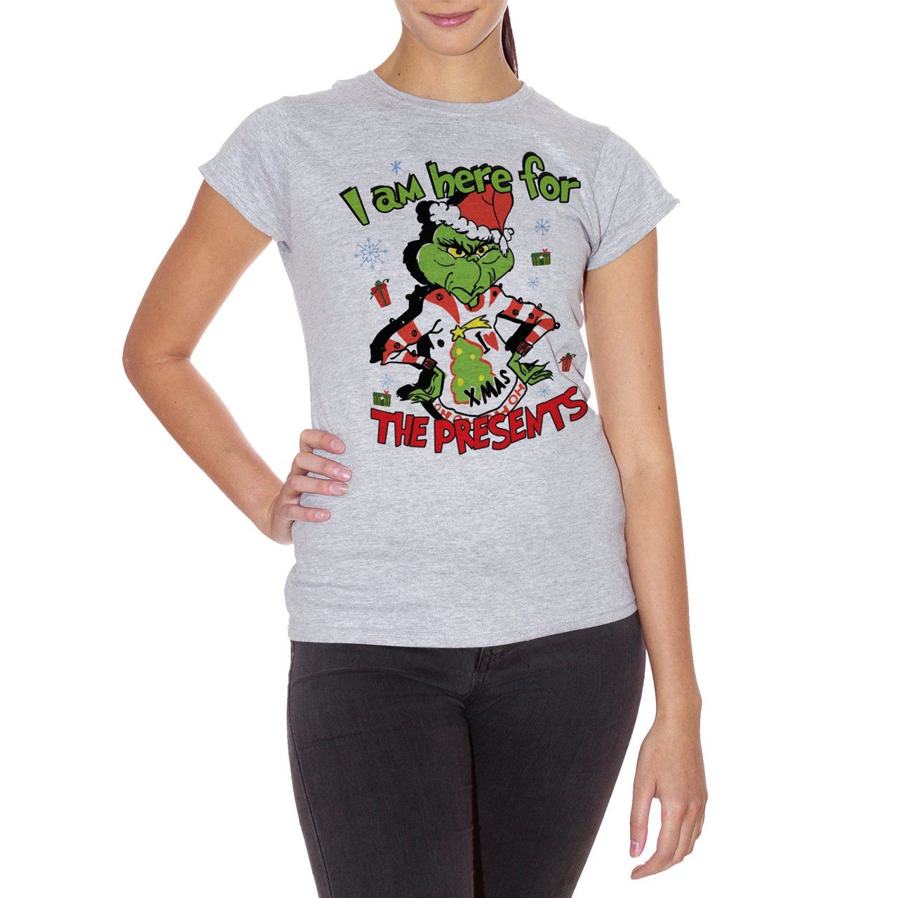 Light Gray T-Shirt Grinchmas Grinch sono qui per i vostri regali - FILM CucShop