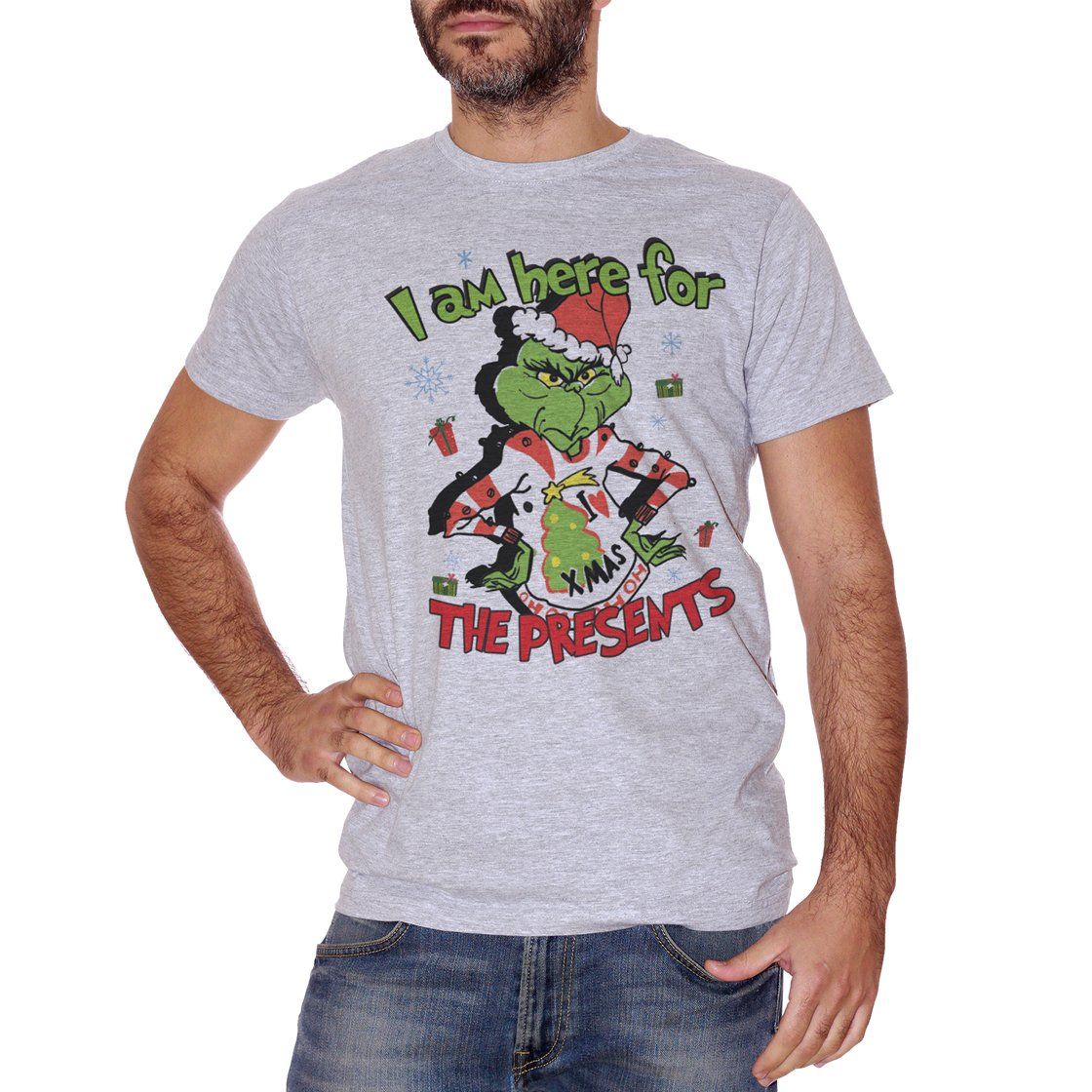 Gray T-Shirt Grinchmas Grinch sono qui per i vostri regali - FILM CucShop