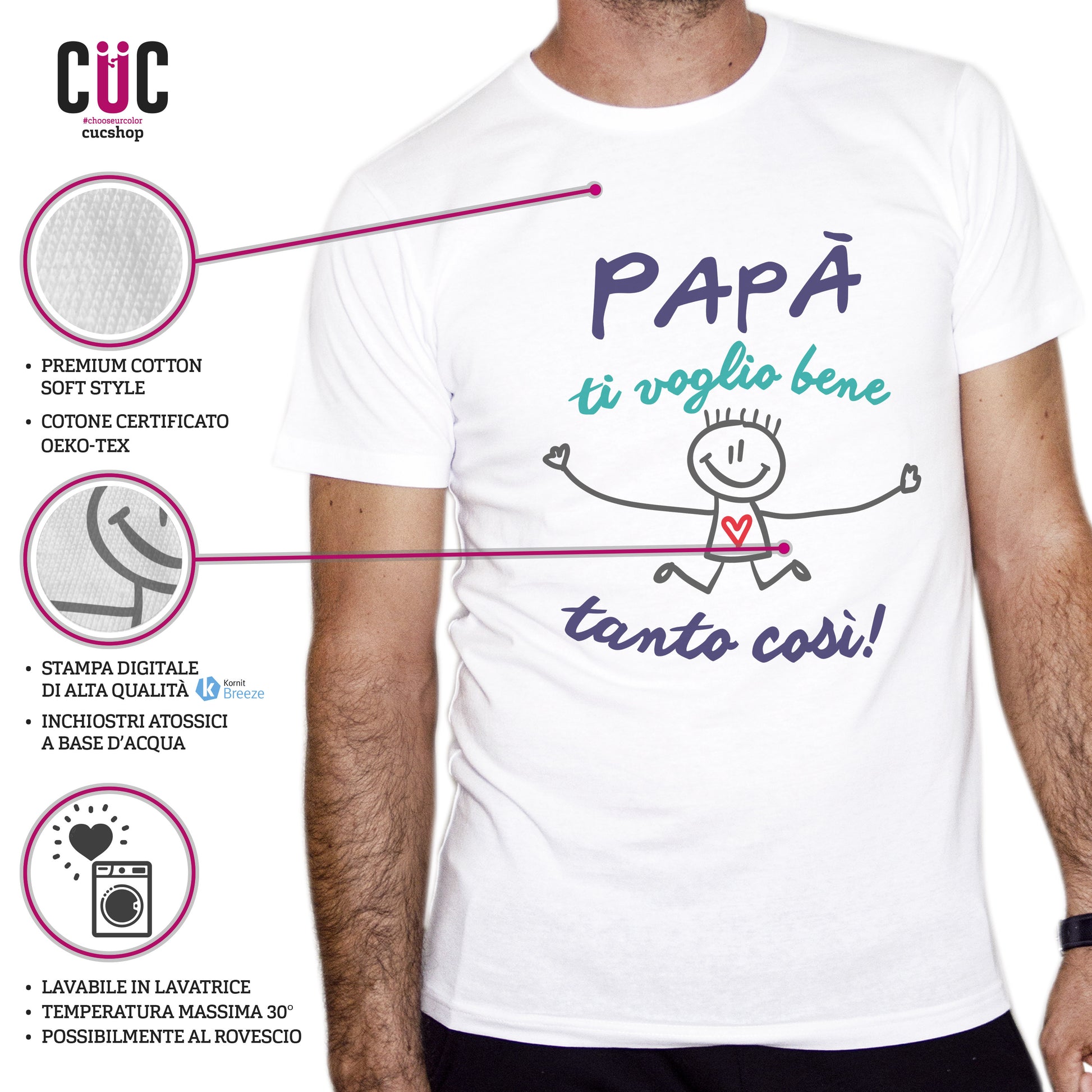 White Smoke T-Shirt Divertente Festa del Papà - Ti voglio bene così TVB- Father's Day - Chooseurcolor CucShop