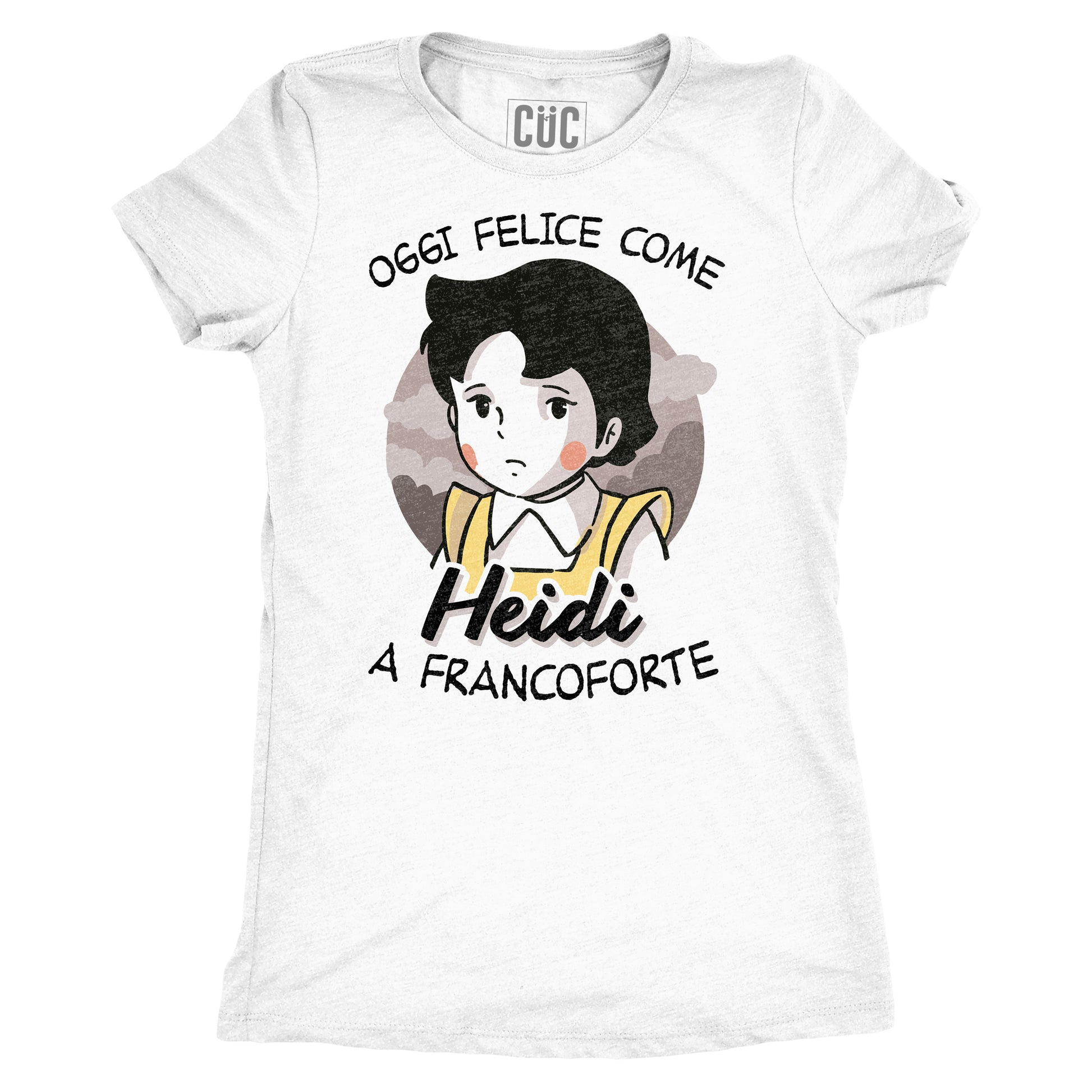 Black T-Shirt Felice me Heidi a Francoforte - Rivisitazione simpatica del cartone animato anni 80 -  Chooseurcolor CucShop