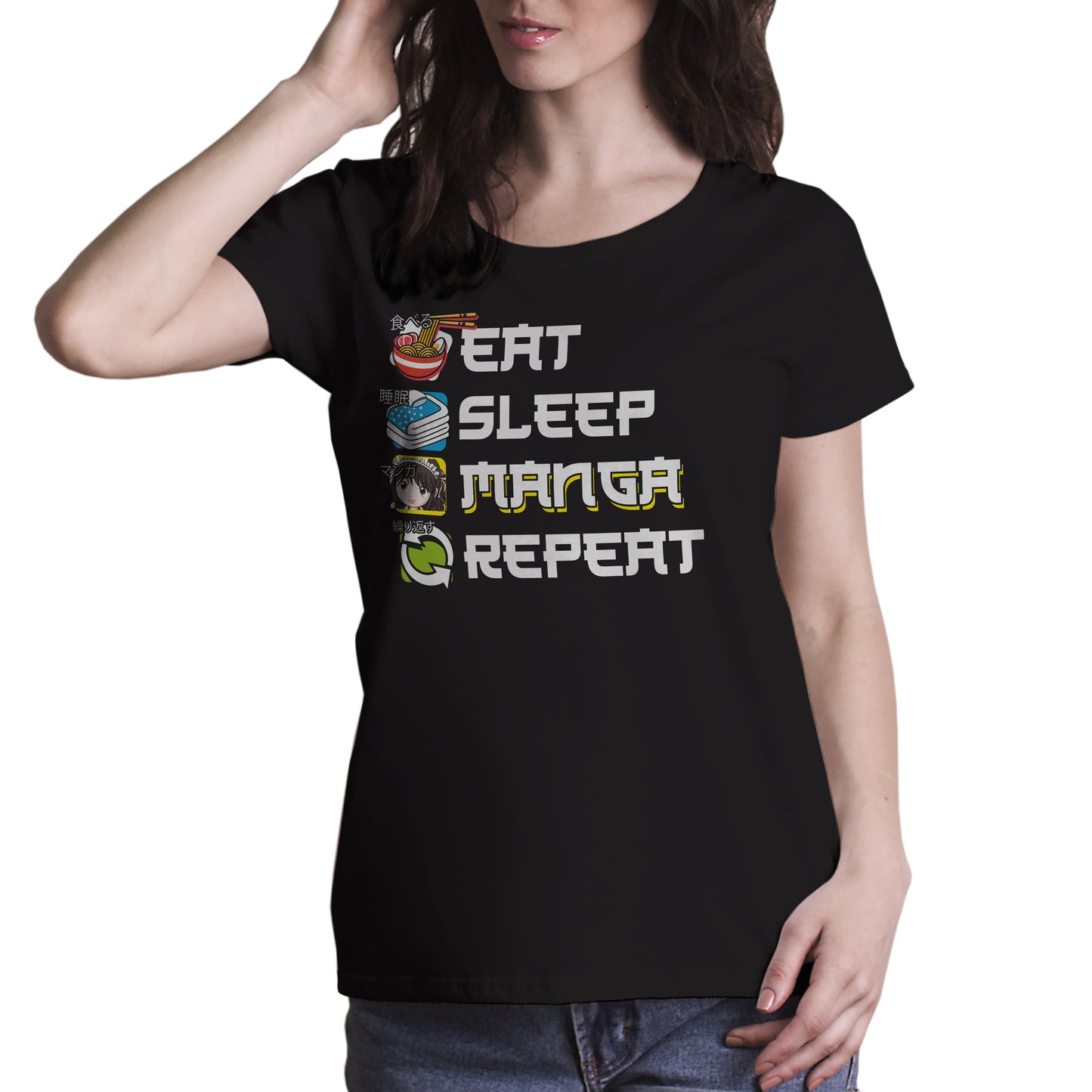 T-Shirt Eat Sleep Manga Repeat - Giapponese #chooseurcolor - CUC chooseurcolor