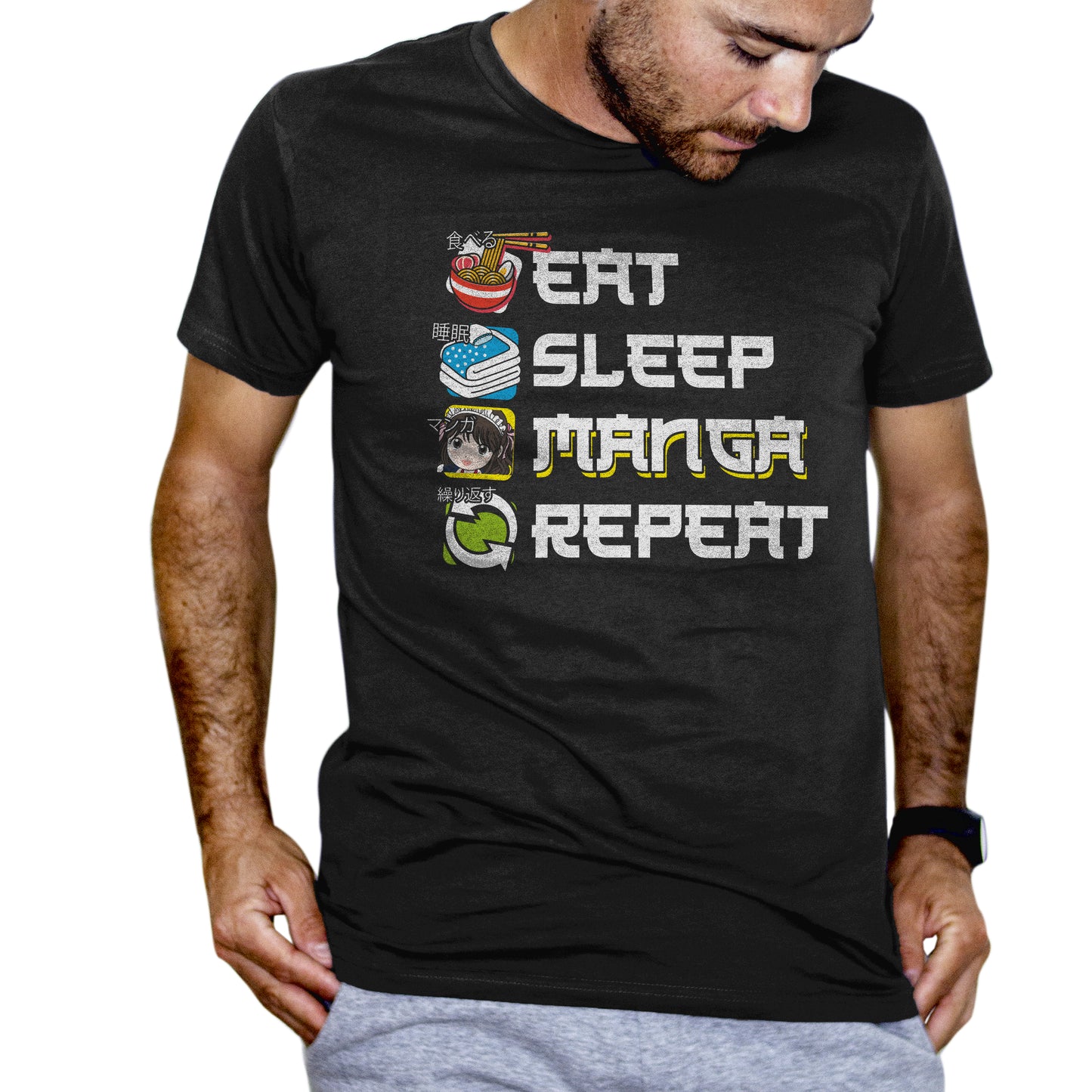 T-Shirt Eat Sleep Manga Repeat - Giapponese #chooseurcolor - CUC chooseurcolor