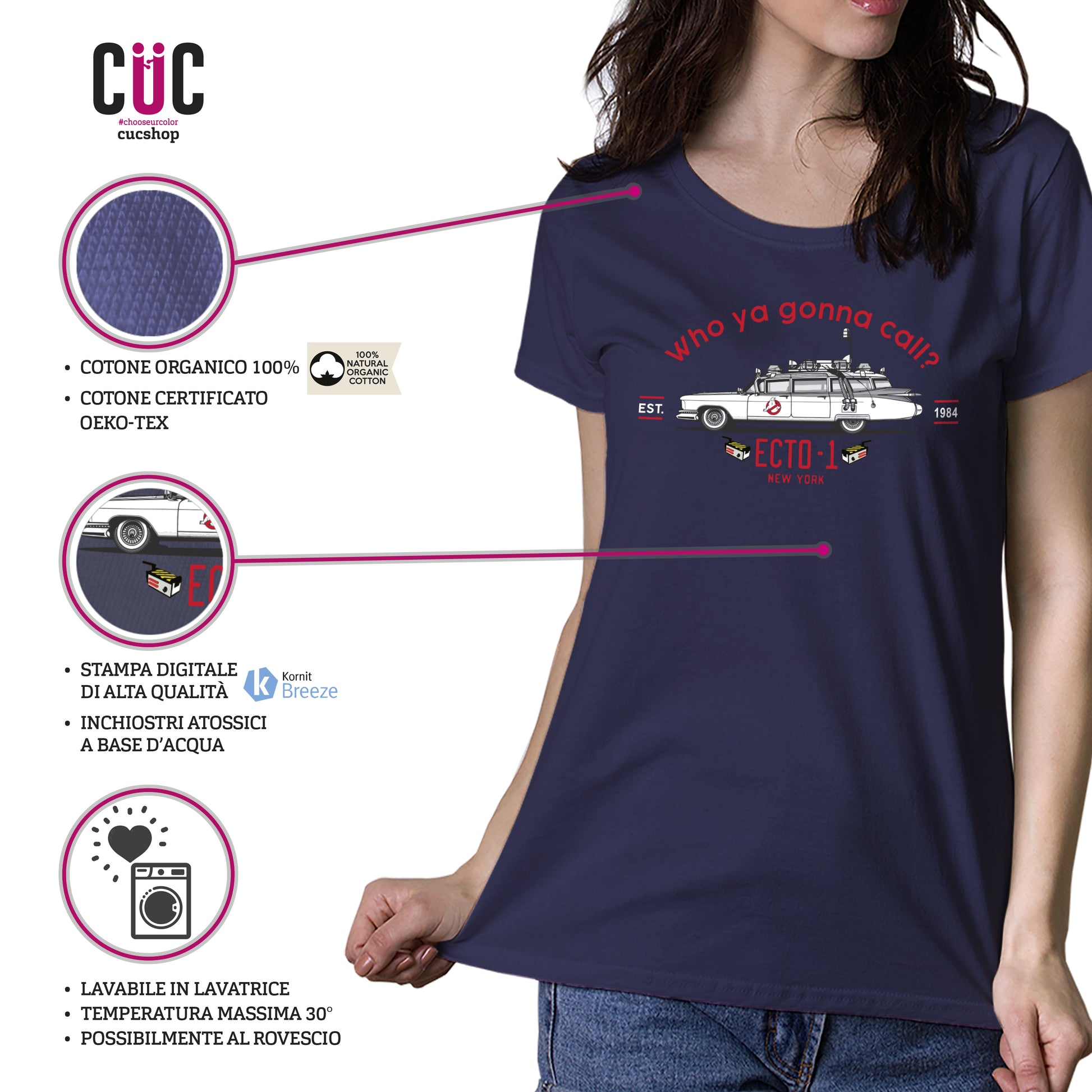 T-shirt Who ya gonna call? - Film cult anni 90 - Legacy - Ecto 1 - #chooseurcolor - CUC chooseurcolor