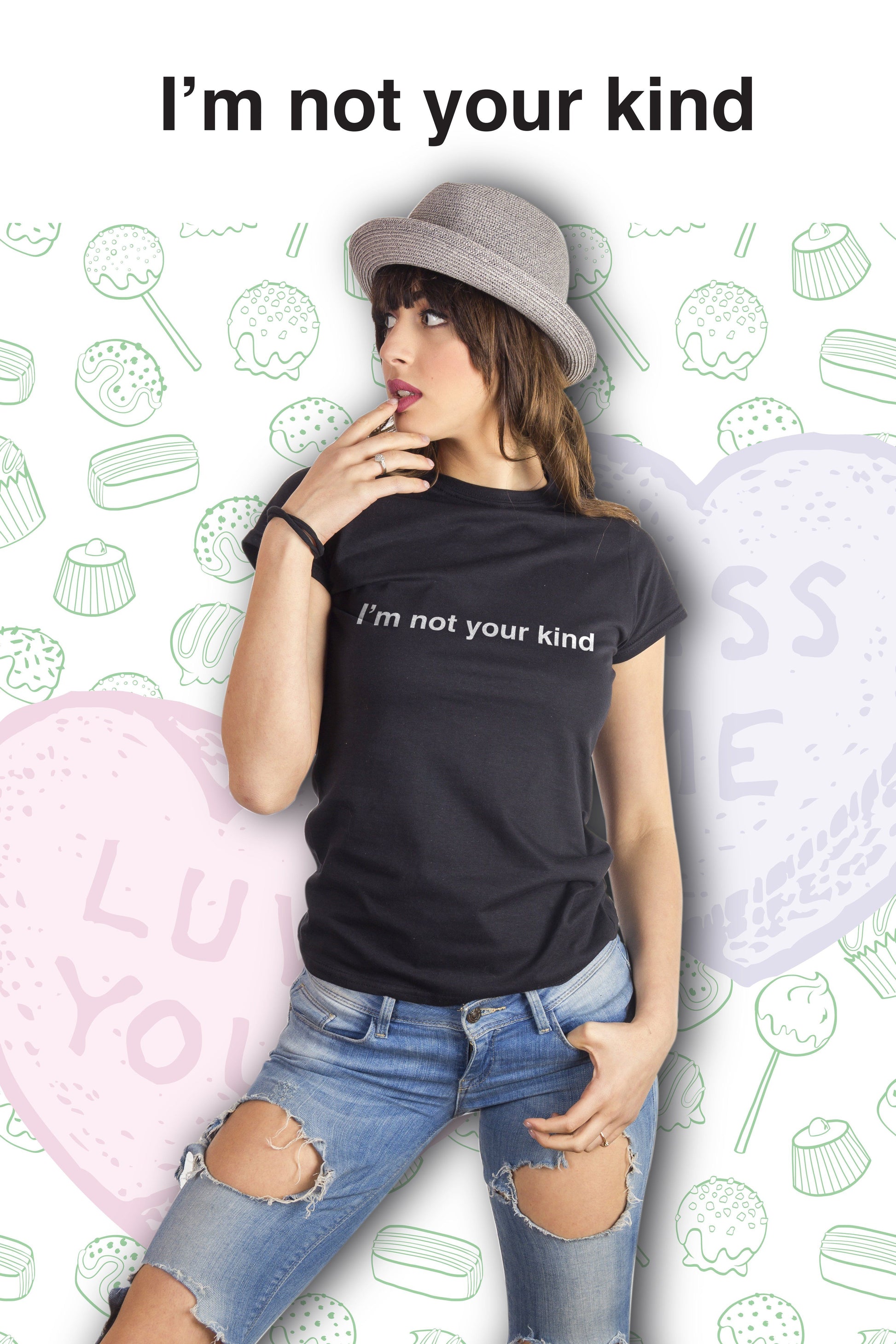 White Smoke T-Shirt I'm not your Kind - 100% Cotone Organico CucShop